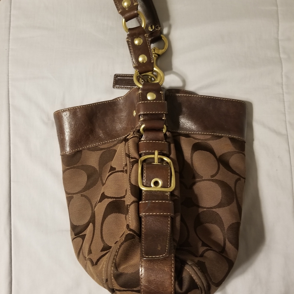 Coach Chocolate Brown Signature Shoulder Bag